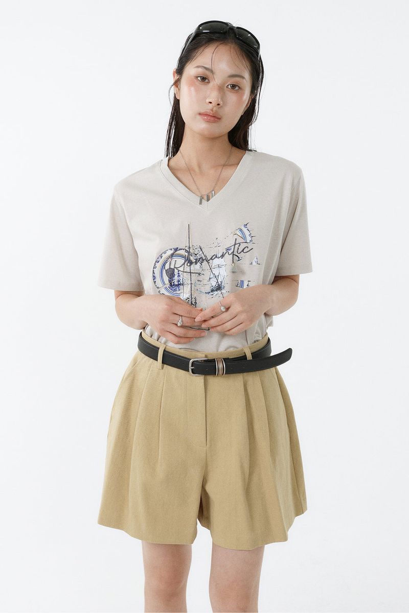GALAXY V-NECK T-SHIRT_LIGHT BEIGE
