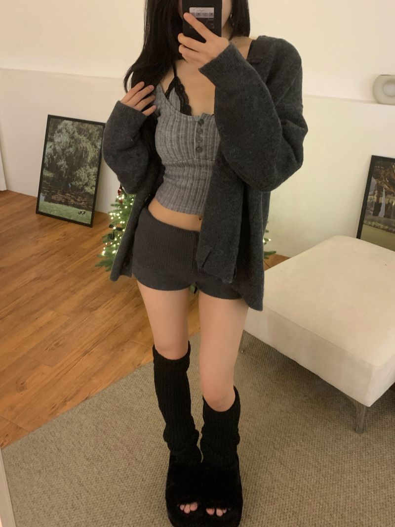 Zia Lace Strap Ribbed Knit 