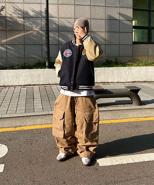 Oversized Varsity Jacket with Patches