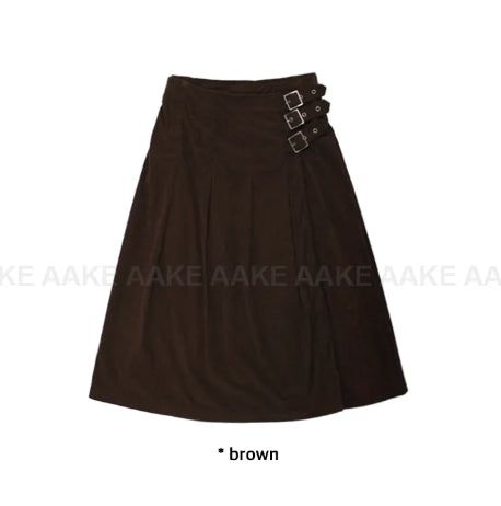 CORDUROY BUCKLE WRAP SKIRT
