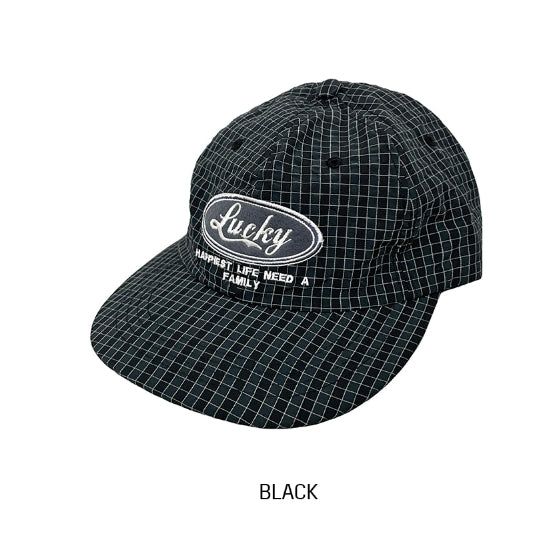 Lucky Lettering Two-Tone Check Camp Cap