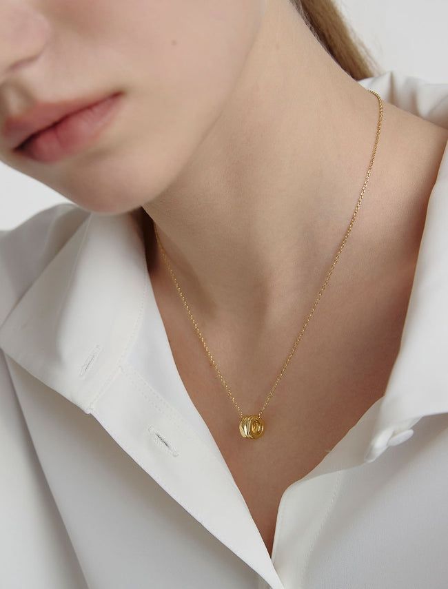 26SS★ Triple Silver Cutout Necklace S