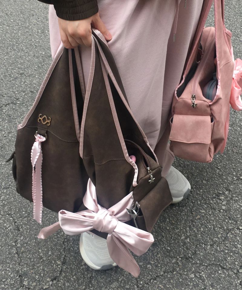 [Medium] Bow Shoulder Bag (Choco Pink)