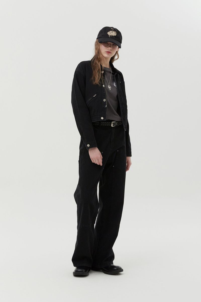 CARPENTER WIDE FIT DENIM PANTS [BLACK]