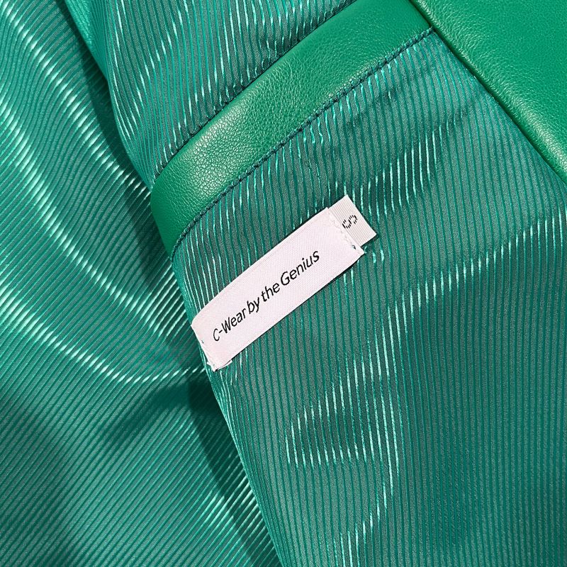 SINGLE LEATHER JACKET GREEN