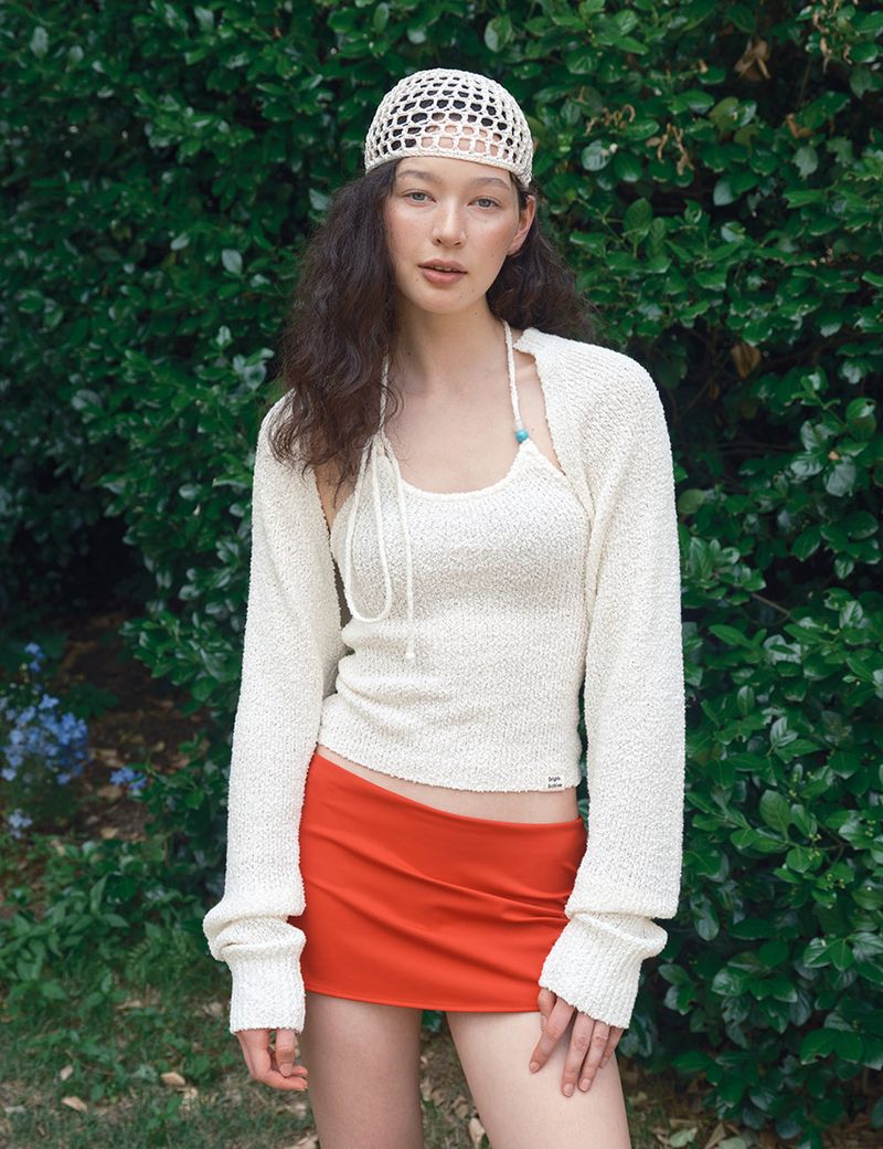 Summer Boucle Knit Bolero_Ivory