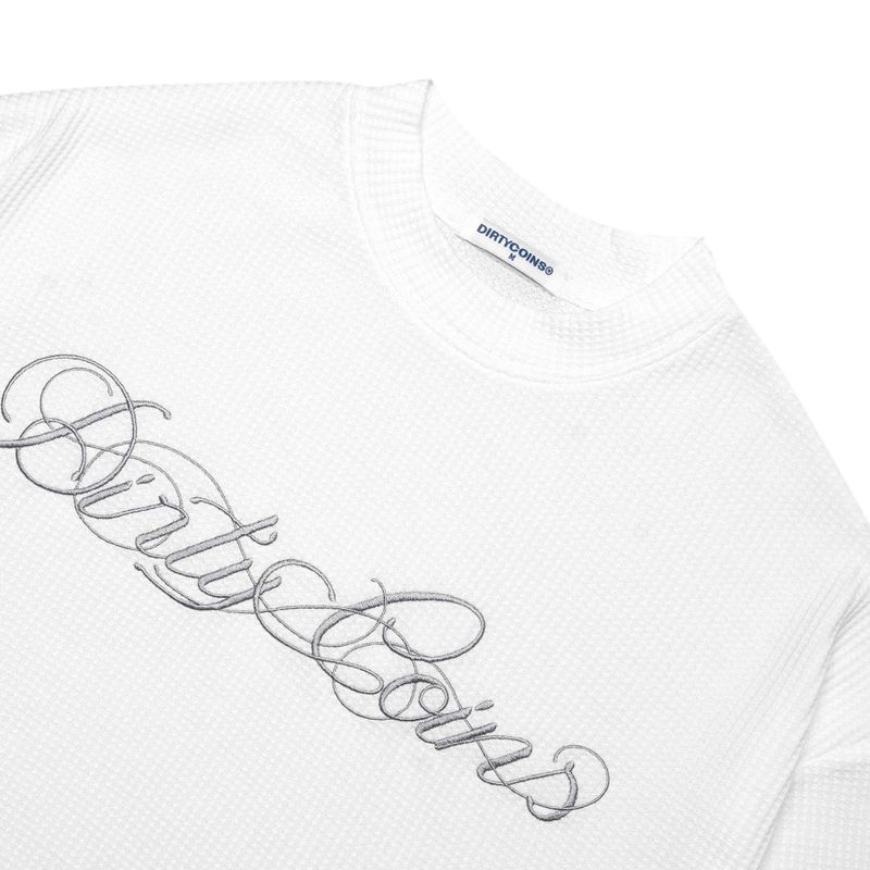 DirtyCoins Script Waffle LS T-Shirt White