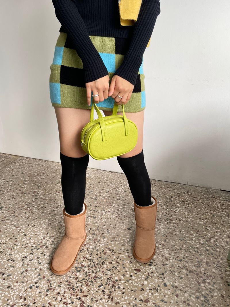 Checkerboard knit mini skirt 