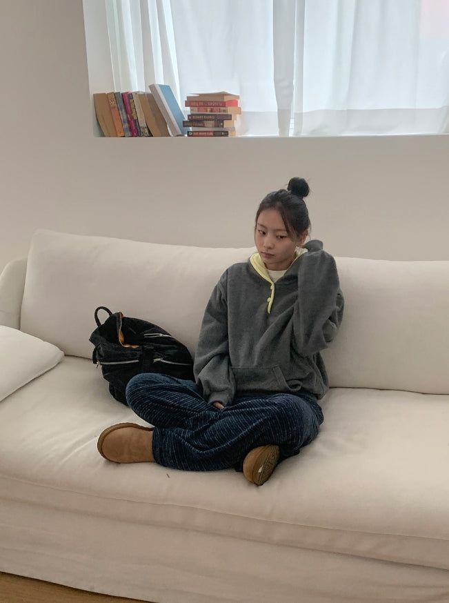 Kinples Color Matching Brushed Hoodie