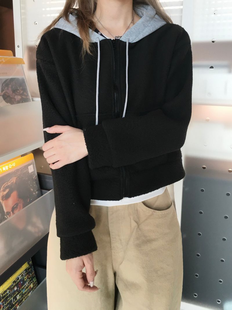 Beary Color Block Crop Hoodie (2c)