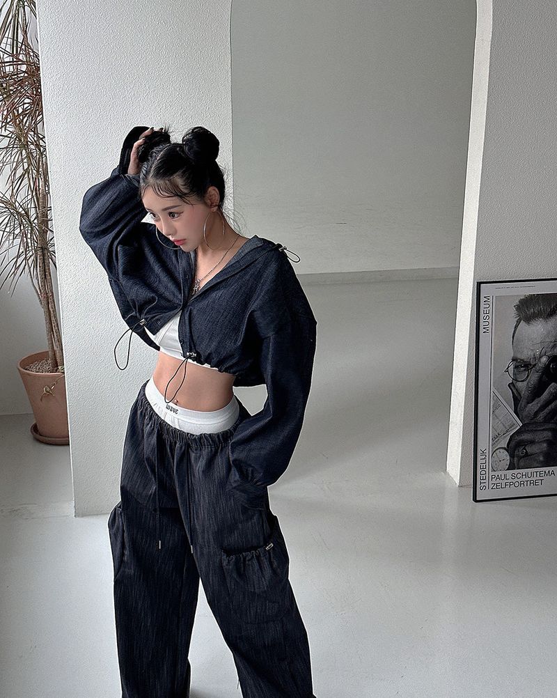 Cropped Hooded Shirt Jacket