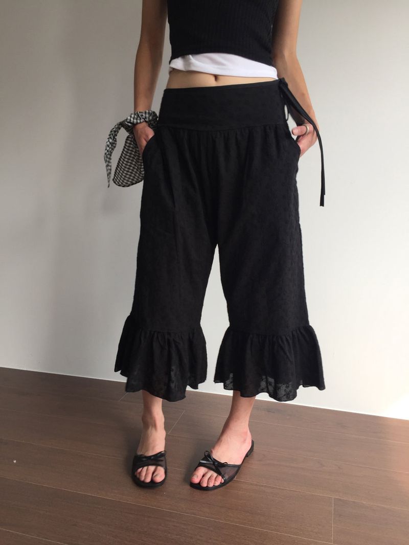 Mesh Ribbon Slipper Sandals (1color)