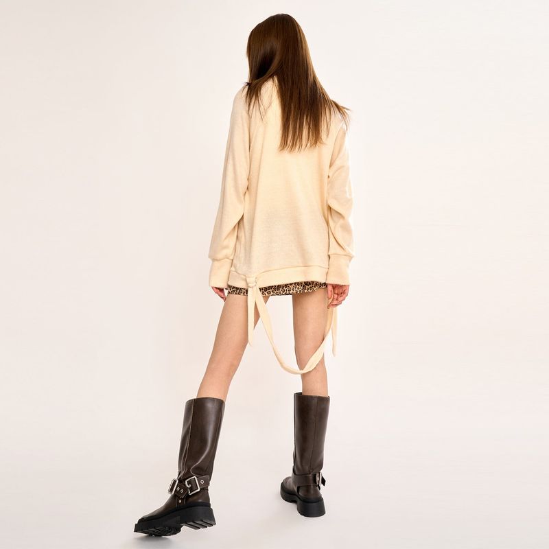Hairy Zipslit Pullover - Ivory