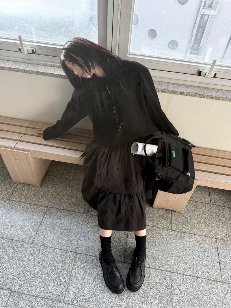 WOOHWA（ウファ）の「ストリングレイヤードフレアスカート（スカート）」