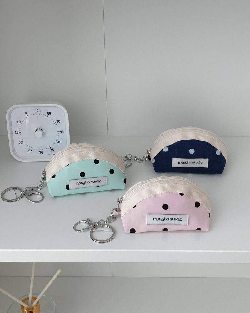  keyring pouch - dot (baby pink)