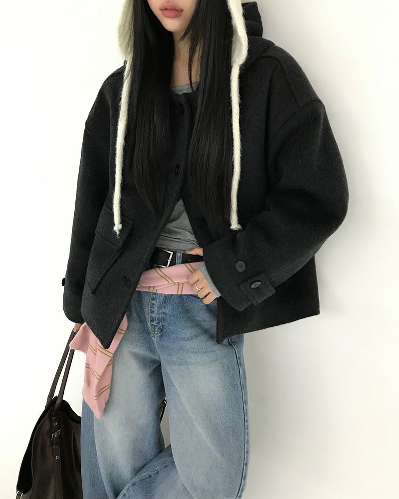[ORIGINAL] CHILD HOOD WOOL SHORT COAT