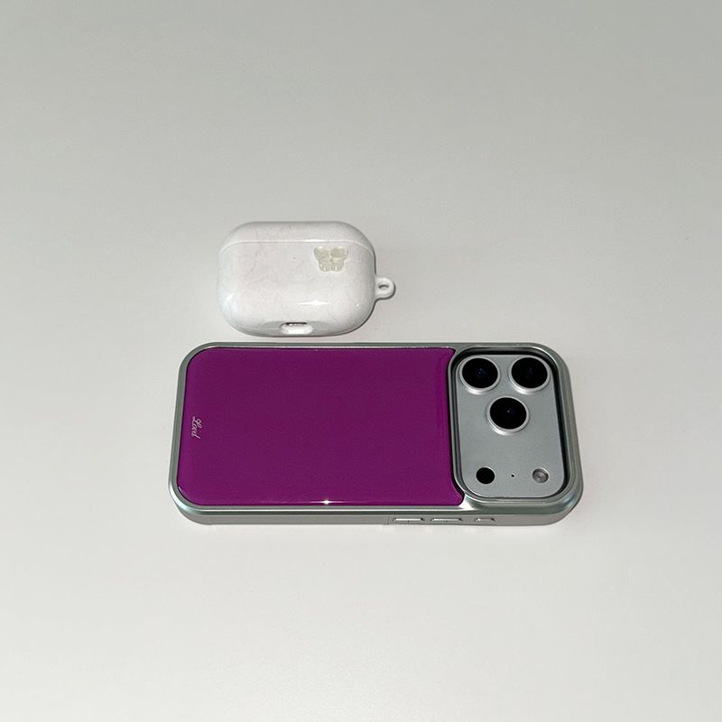 [MADE] BASIC PURPLE PHONE CASE (glass silver bumper)