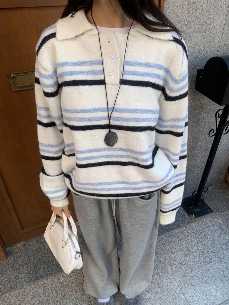 Candy Parade Collar Stripe Knit