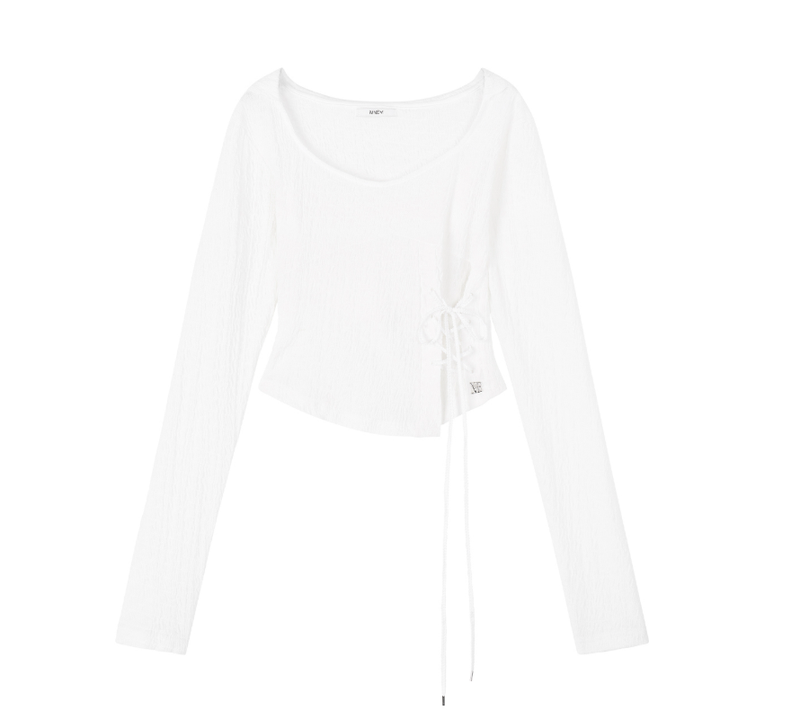 mnem（ムネム）の「[mnem] Diamond Neck Corset Hoodie (white)（Tops）」