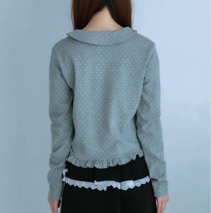 dot frill tee (gray)