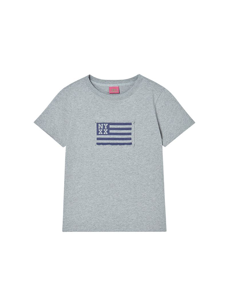 NYX FLAG APLIQUE TEE GREY