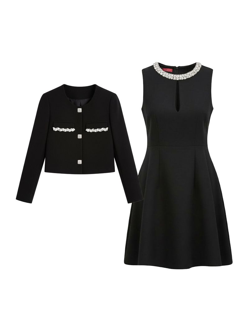 Spiral Classic Beaded Point Jacket Black