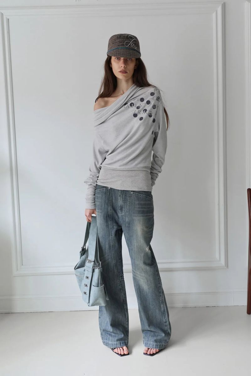 26SS★ ドレープドットグラフィックアンゴラトップ
