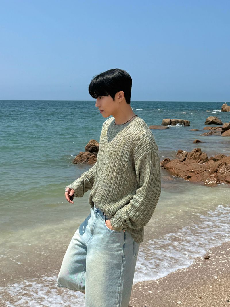 Ocean washing bermuda denim pants
