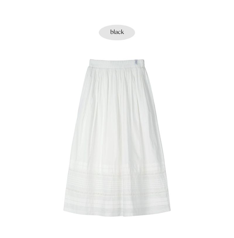 PINTUCK COTTON LONG SKIRT (WHITE)
