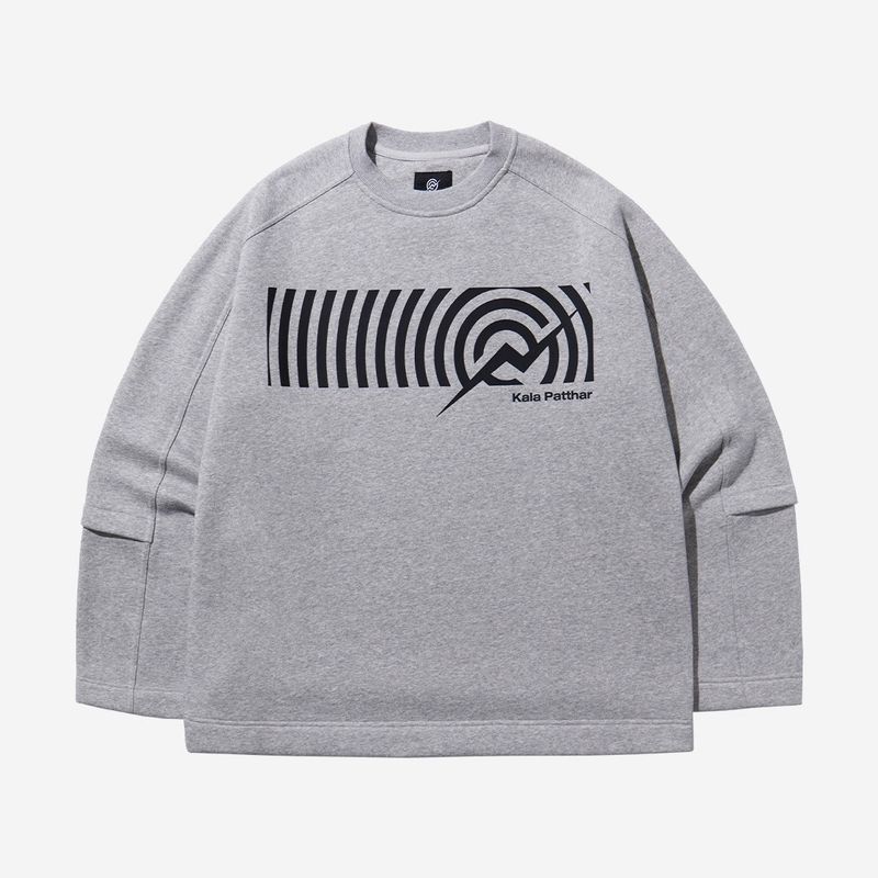 Cotton Napping Round Sweat Shirt - M/GREY