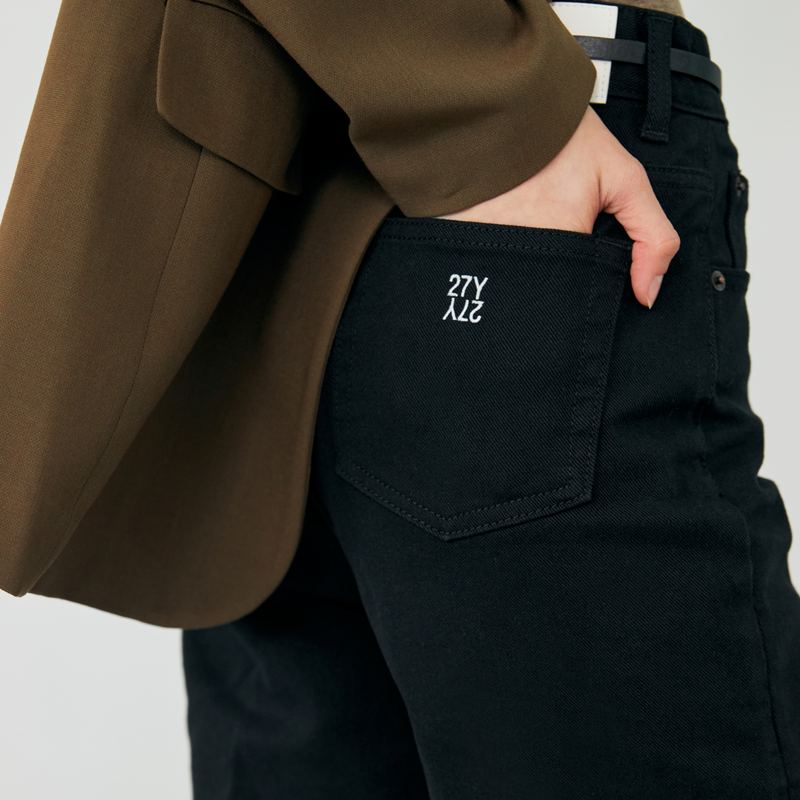 Cotton Straight Denim Black - YS392