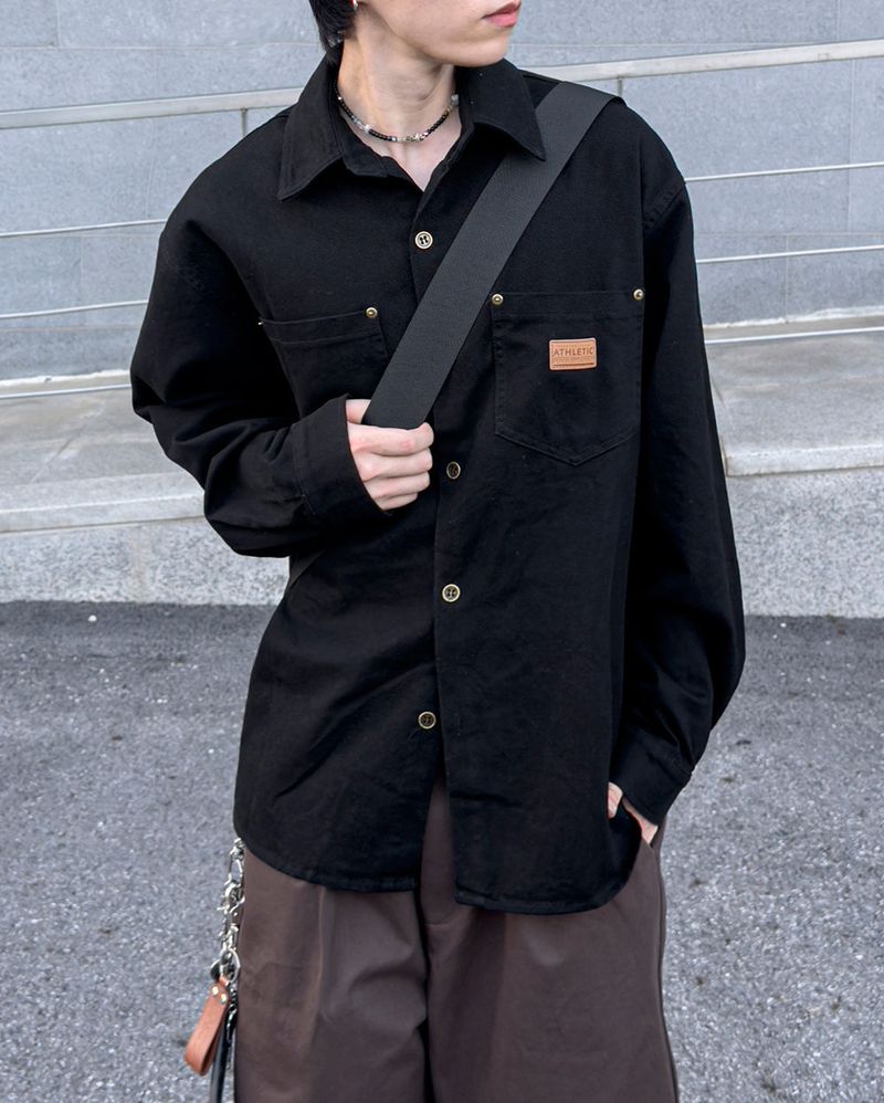 Drain Patch Work Shirt Jacket