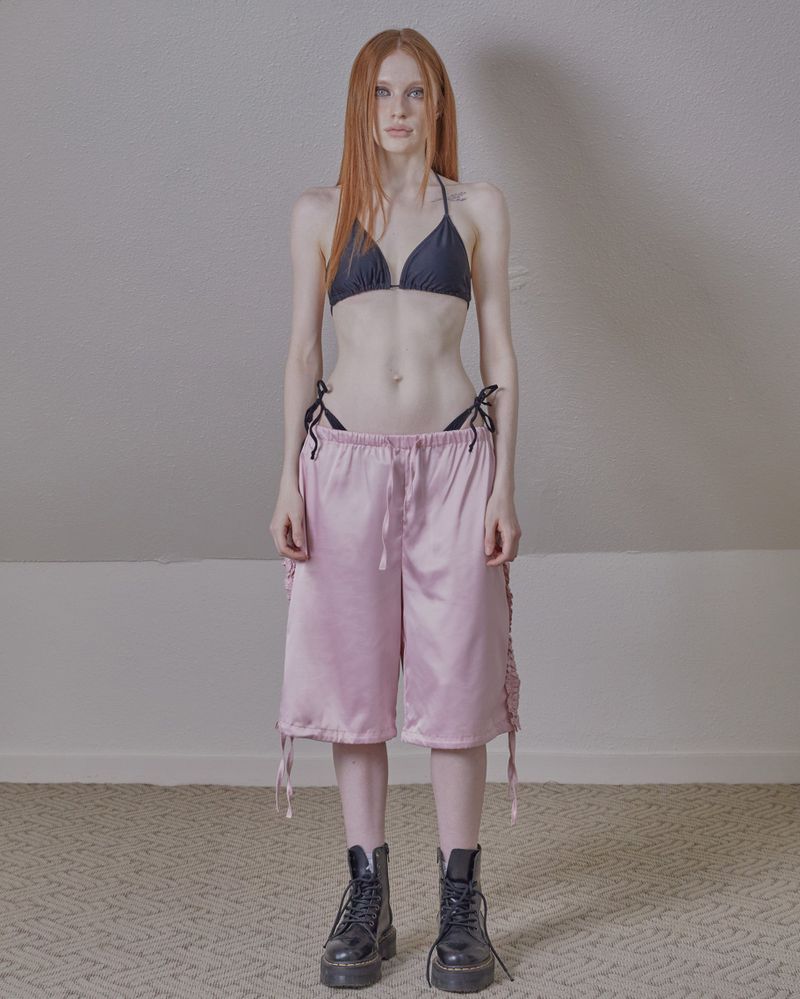 Fazed（フェイズド）の「satin ruffle track pants / pink（Pants）」