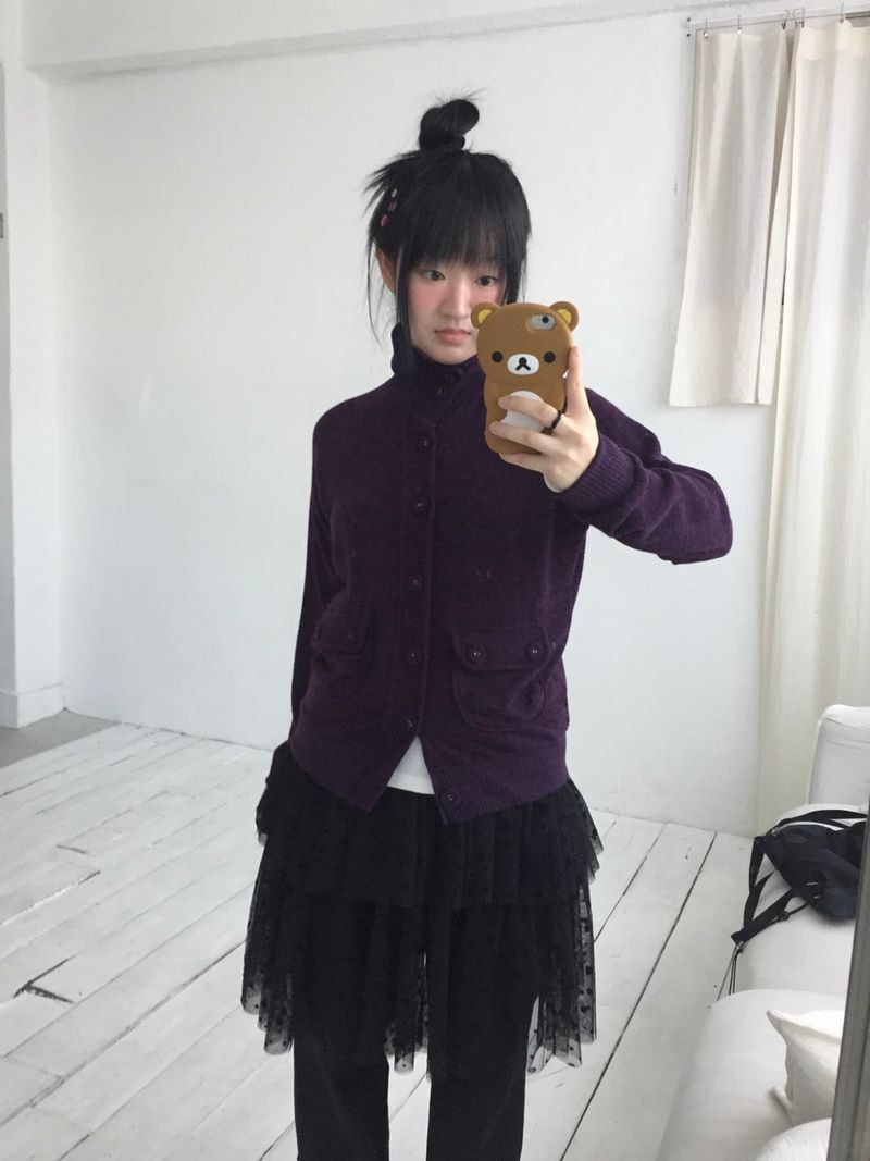 ハイネックボタンカーディガン
