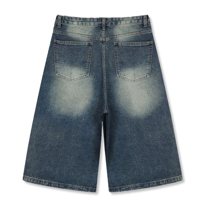 basic washing bermuda denim pants (vintage blue)