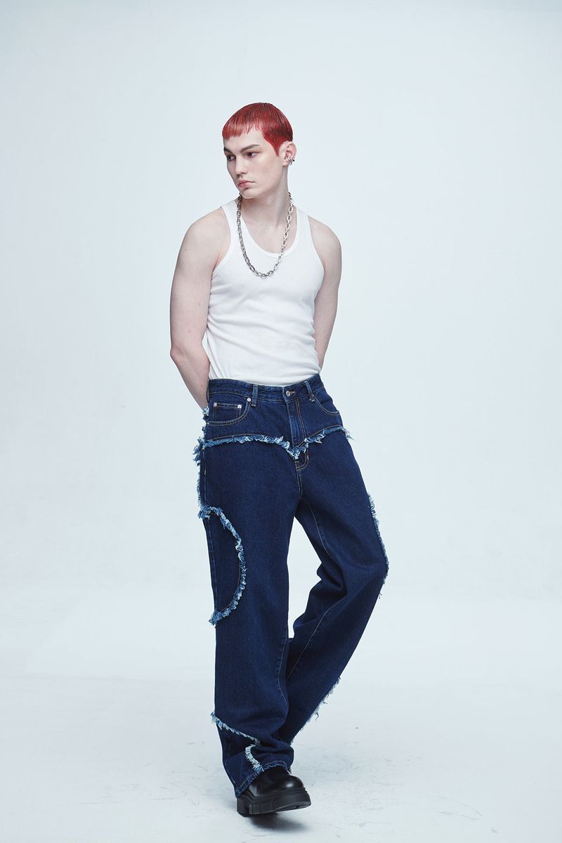 Snake Cutting Denim Pants