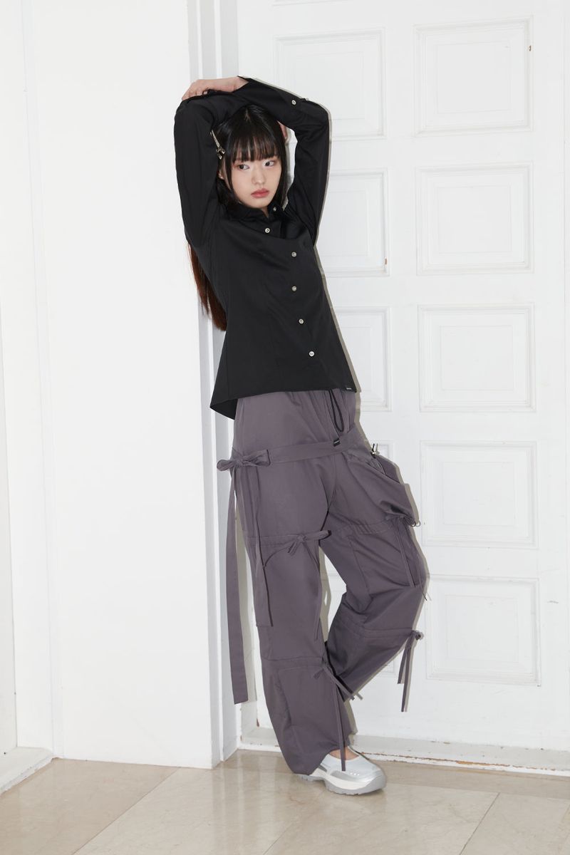  RIBBON STRING PANTS .WITH BAG (CHARCOAL)