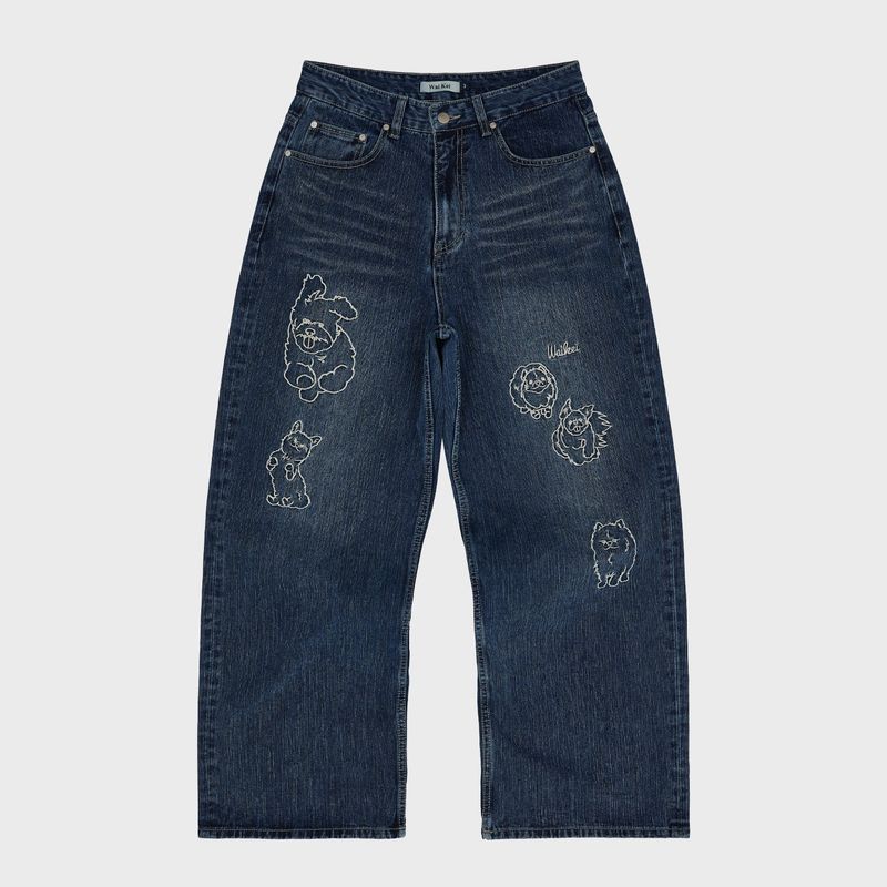 Maltese Crew Line Embroidery Denim Pants
