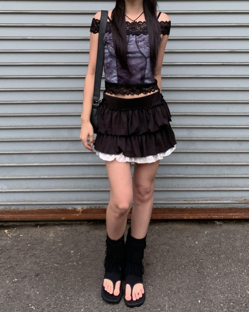 Lace layered cancan skirt