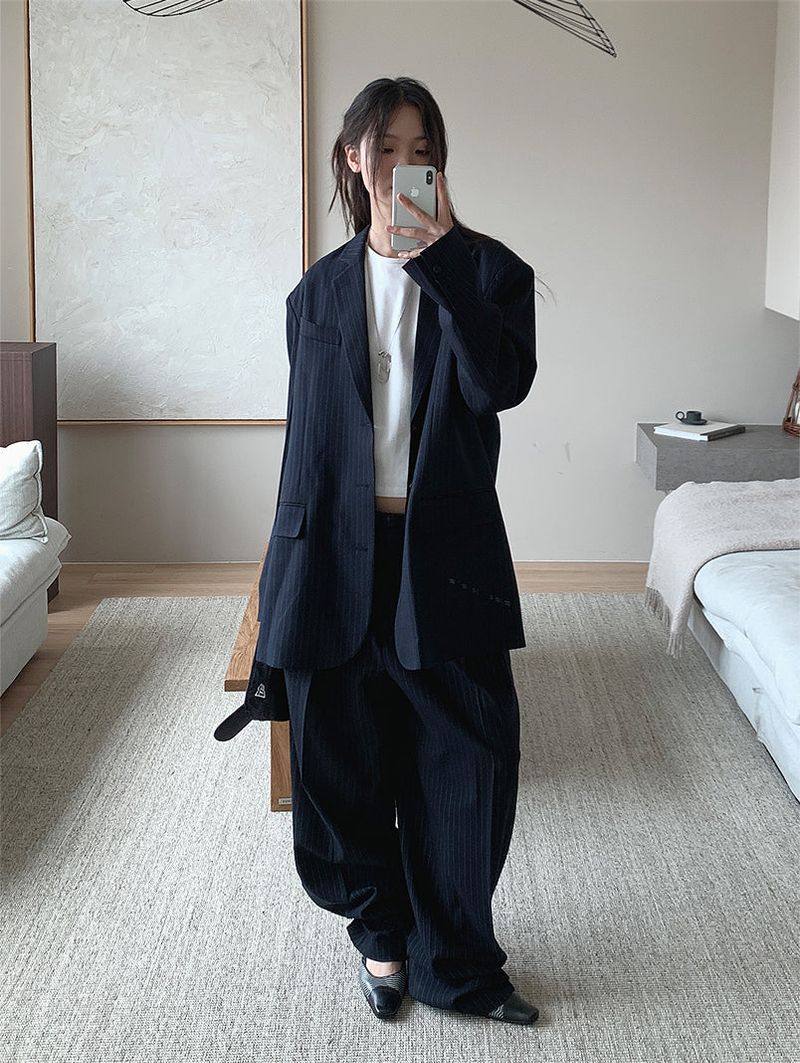 PAPERMOON PIN STRIPE PLEATE TROUSER
