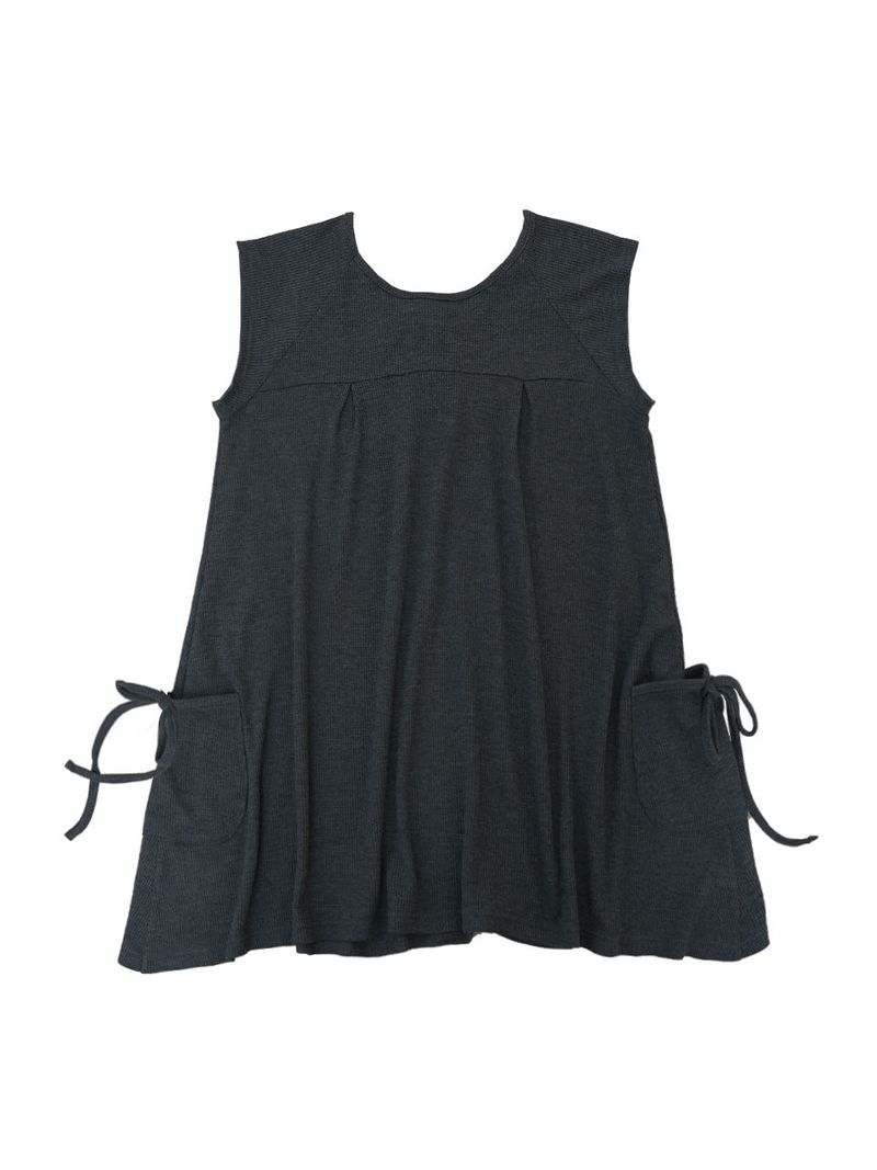Pintuck waffle flare dress  / gray
