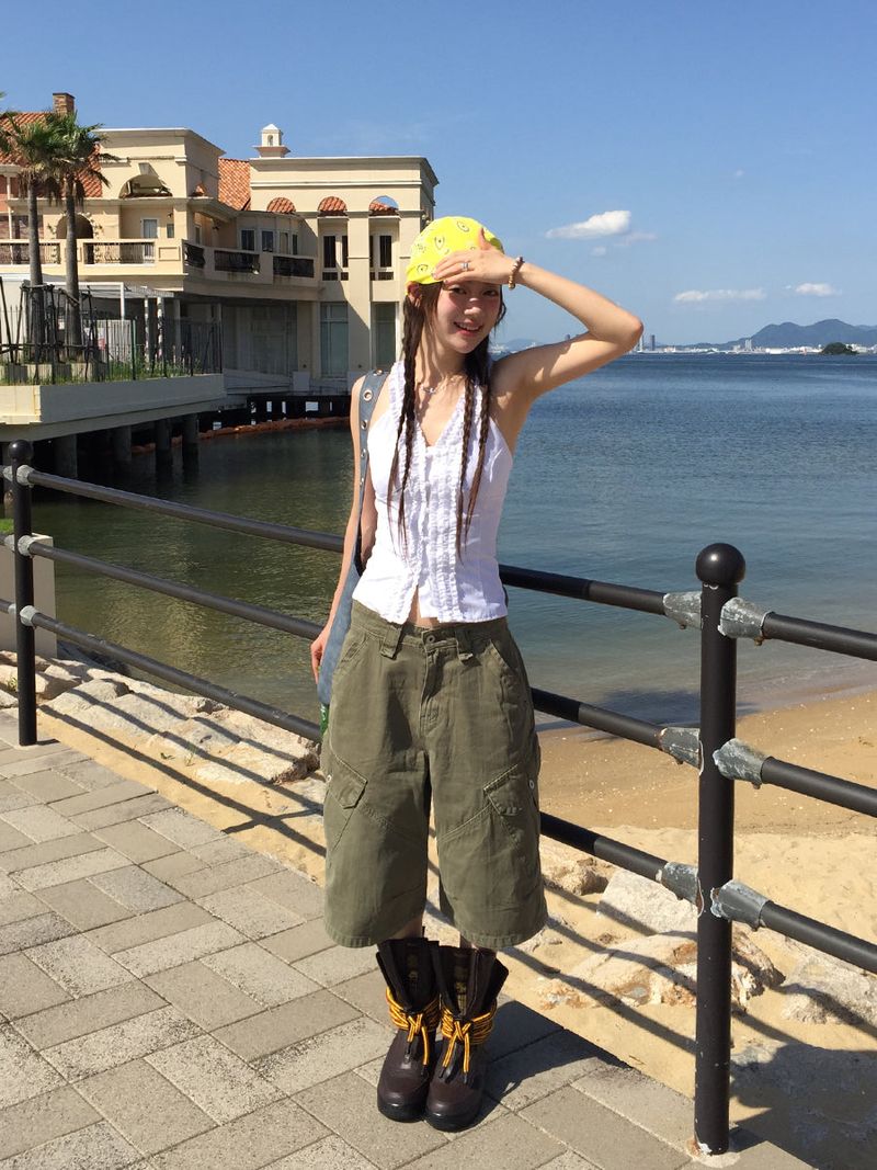 pigment dyeing bermuda pants