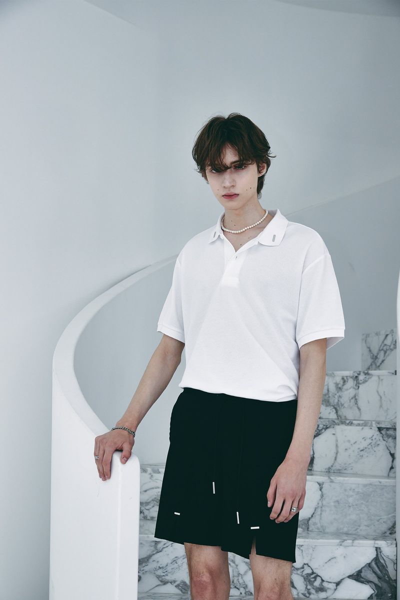 COLLAR IRON TIP PIQUE T-SHIRT WHITE