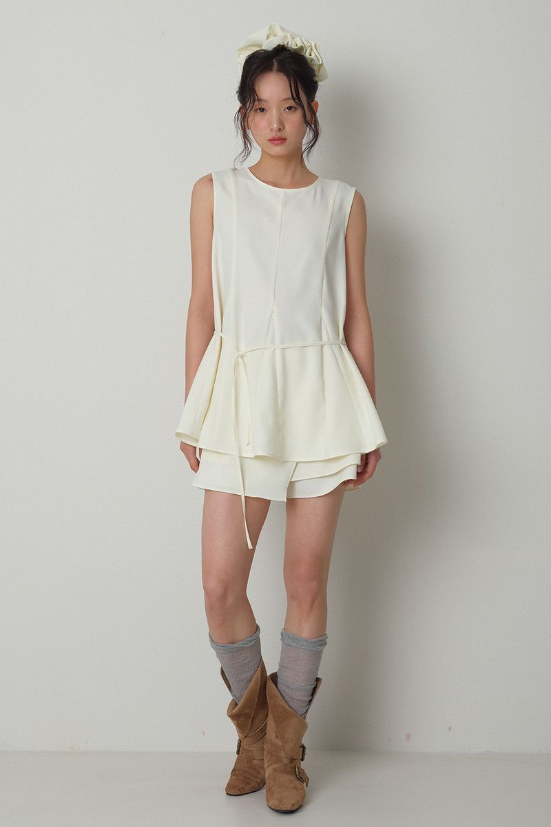 Scrunch Flare Sleeveless_Ivory