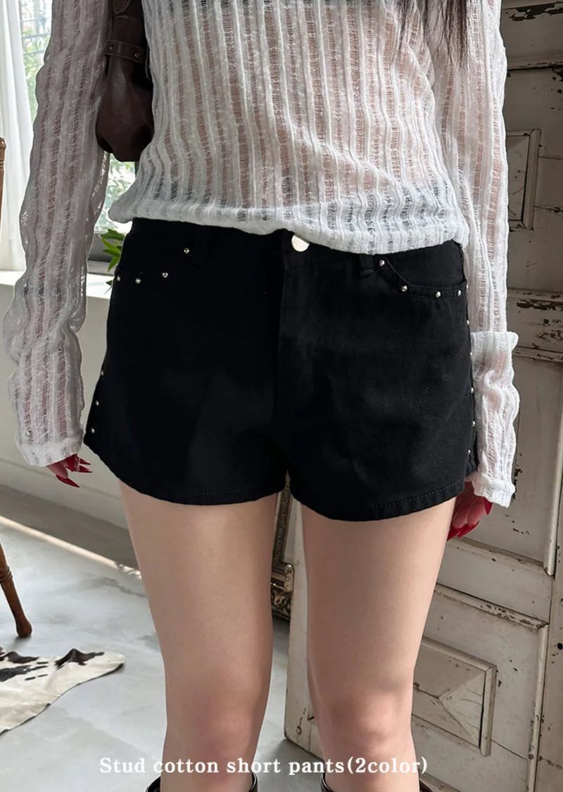 Stud cotton short pants(2color)