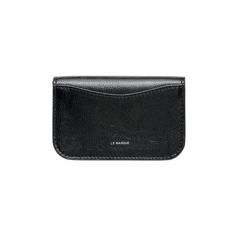 Heart Lock Compact Card Wallet Black