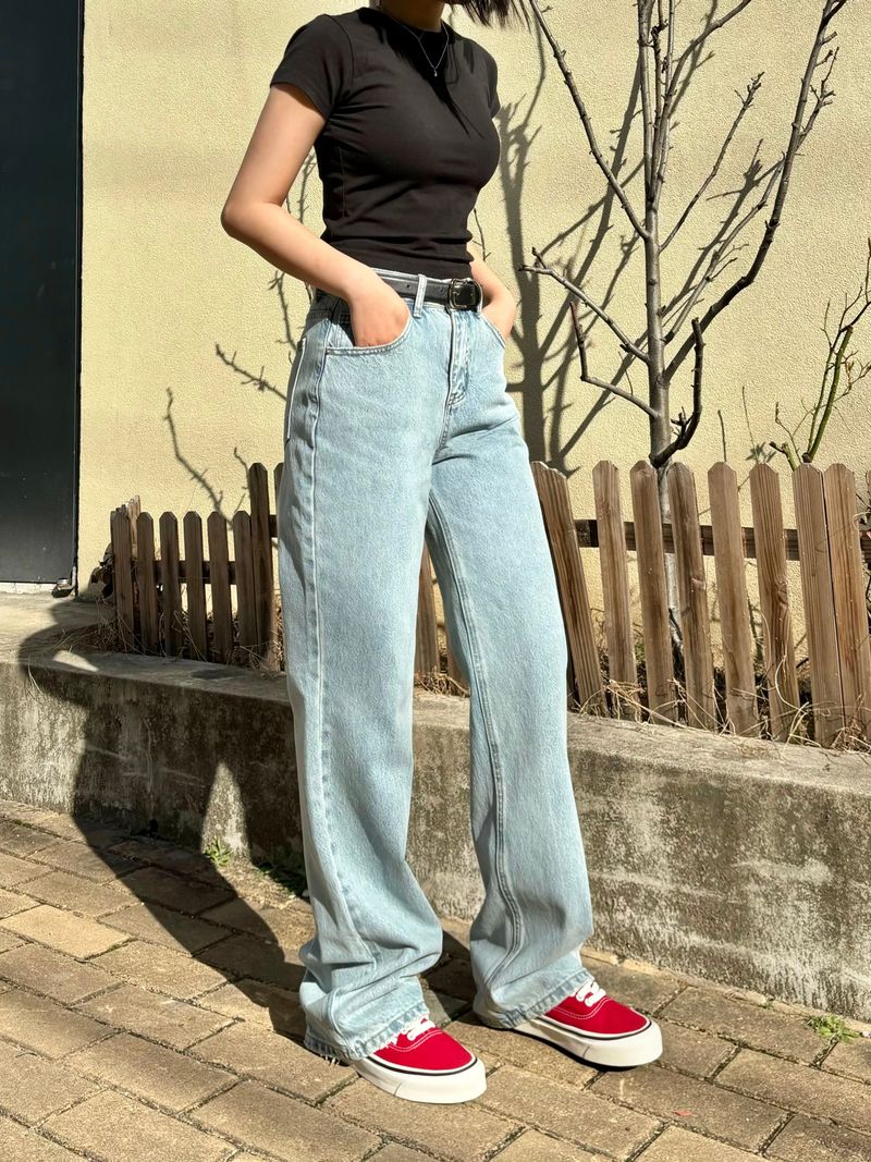 WIDE LIGHT BLUE DENIM PANTS code 21010