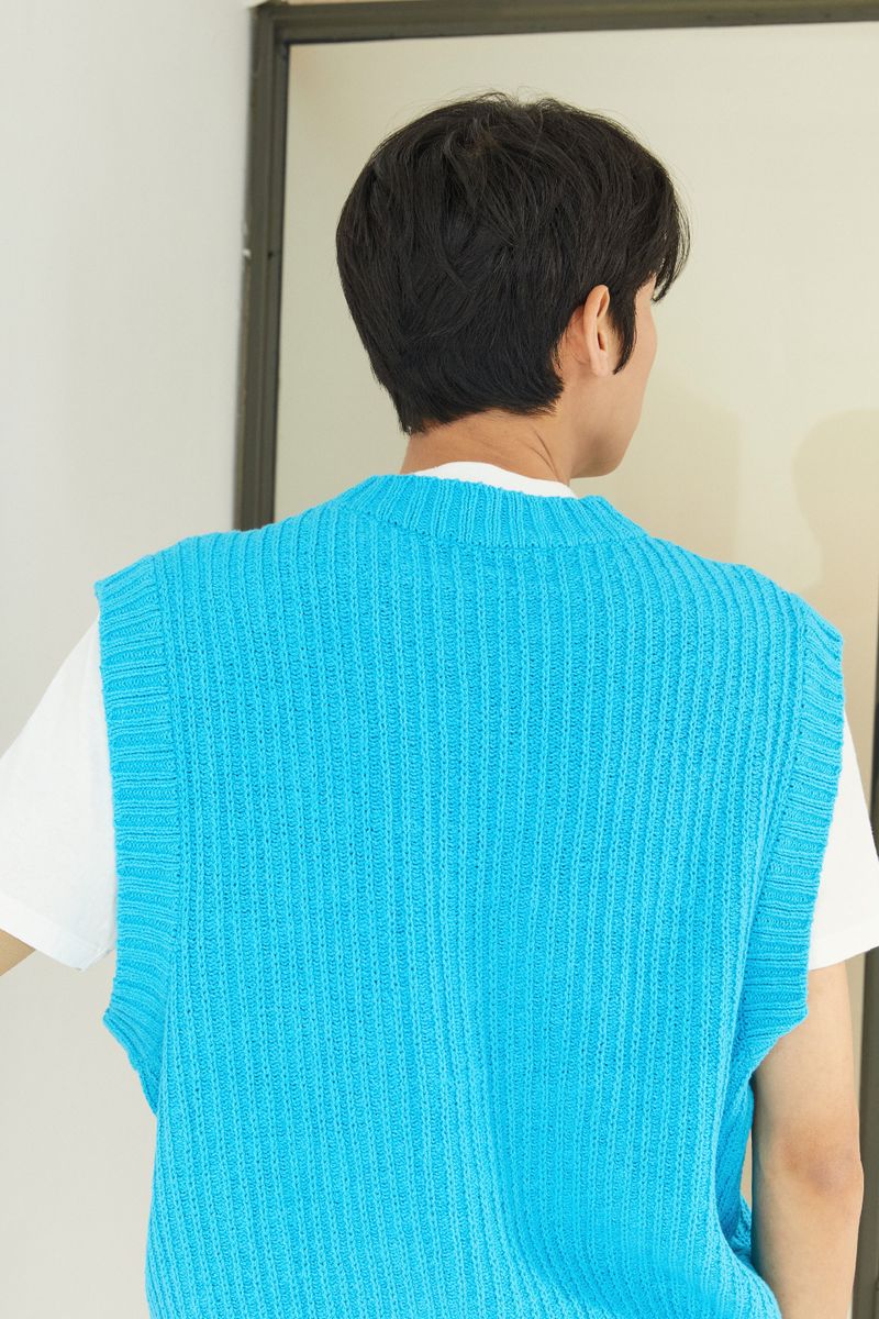 ALARM MIX KNIT VEST BLUE_MAN
