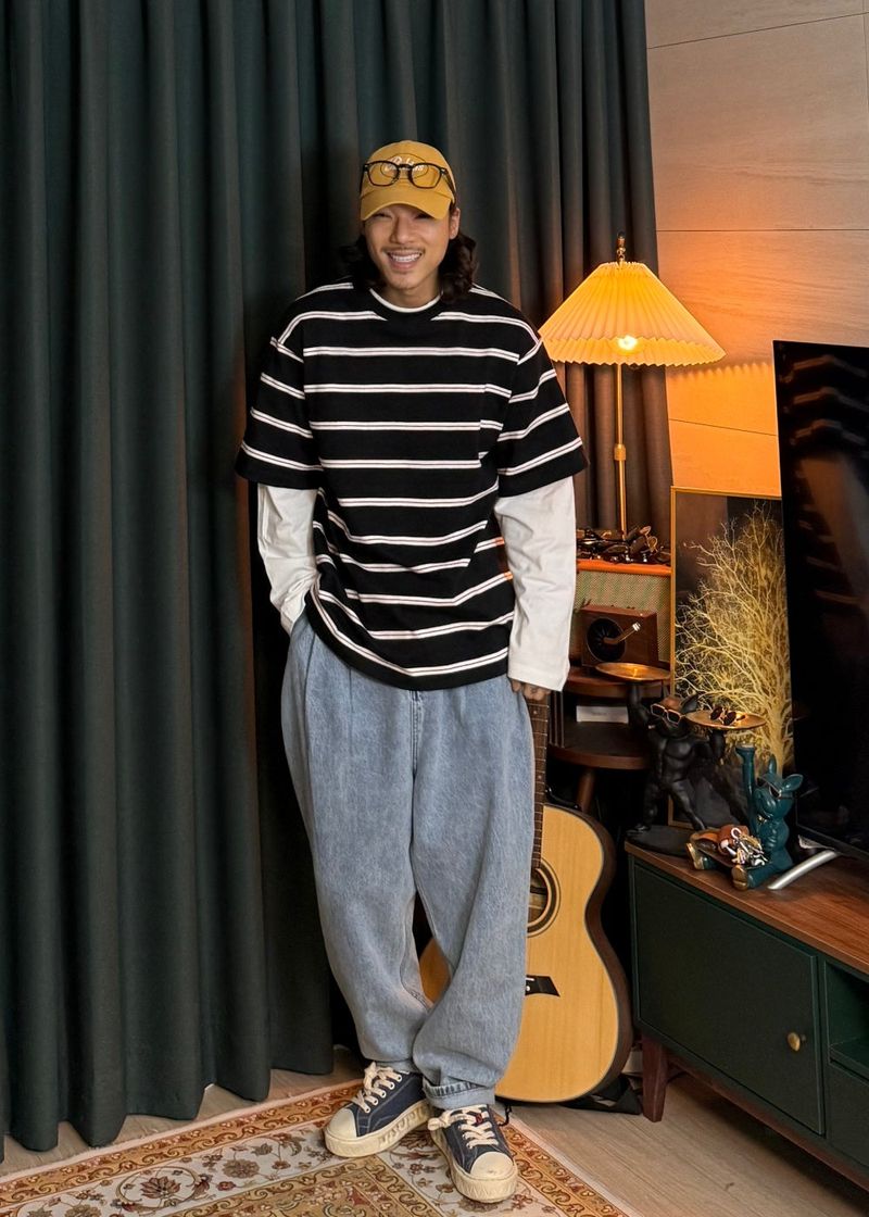 Striped Layered Long-Sleeve 2COLOR