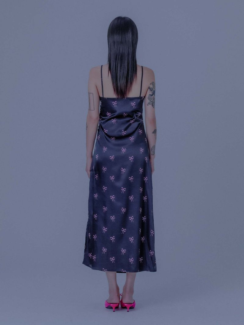 RIBBON SHIRRING LONG ONE-PIECE